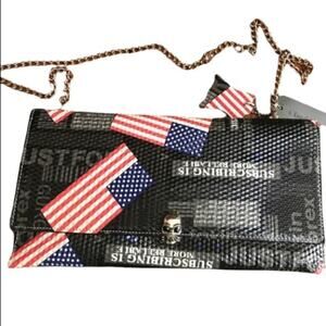 Stylish Black and Red Flag Print Women's Bag